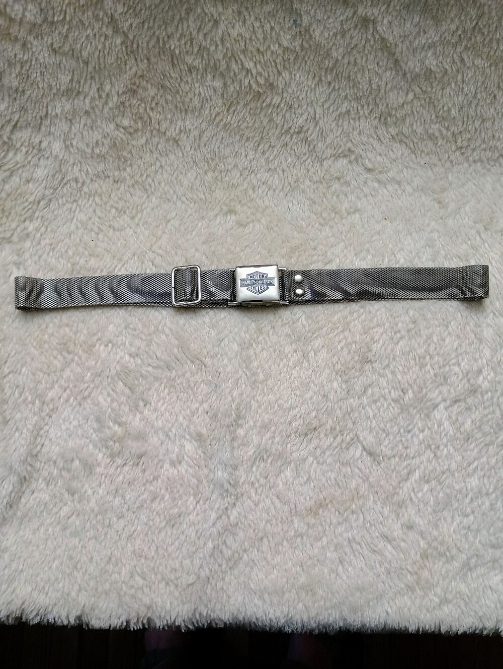 Vintage Harley Davidson Silver Mesh Belt Y2K Bikercore Adjustable
